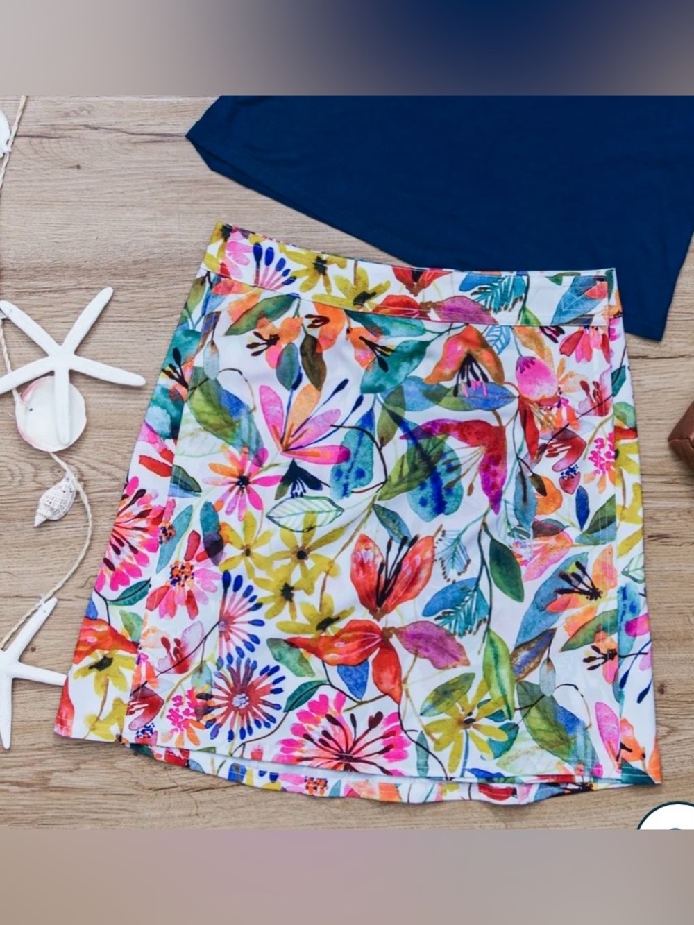 RipSkirt Hawaii Floral Wildflower Watercolor Wrap Skirt Length 2 ~Large~Swim EUC